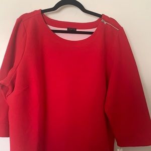 Talbots 3/4 Red Ribbed Popover with Zipper Detail